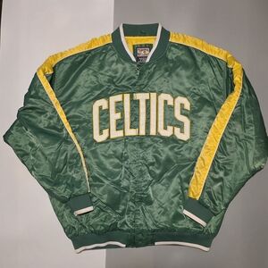 NBA Hardwood Classics Boston Celtics Jacket Green Bomber Satin
